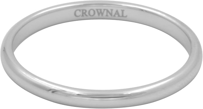 CROWNAL 1mm 2mm 3mm 4mm 5mm 6mm 7mm 8mm Tungsten White/Yellow Gold/Rose Gold Plated Wedding Band Ring Men Women Plain Dome Polished Comfort Fit
