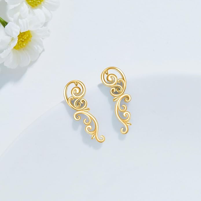 Ear Climbers Earrings for Women Sterling Silver Vintage Ear Crawler Earrings Jewelry Gifts for Women