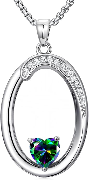 Birthday Gifts for Women Alphabet A to Z Initial Birthstone Pendant Necklaces for Women - 18k White Gold Plated Personalized Name Jewelry Anniversary Graduation Gifts for Wife Her Daughter Girlfriend(with Gift Box)