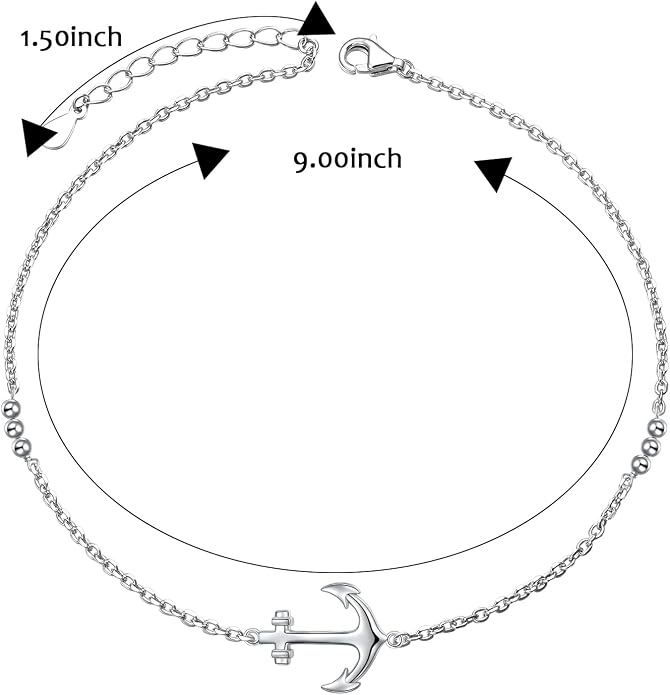S925 Sterling Silver Anklets Adjustable Beach Foot Ankle Bracelet Jewelry Gifts For Women Girls