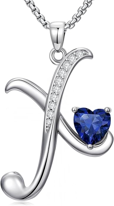 Birthday Gifts for Women Alphabet A to Z Initial Birthstone Pendant Necklaces for Women - 18k White Gold Plated Personalized Name Jewelry Anniversary Graduation Gifts for Wife Her Daughter Girlfriend(with Gift Box)