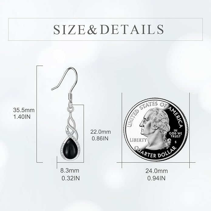 Larimar/Turquoise/Moonstone/Black Onyx/Abalone Shell Earrings for Women Sterling Silver Drop Earrings Jewelry Gift for Women