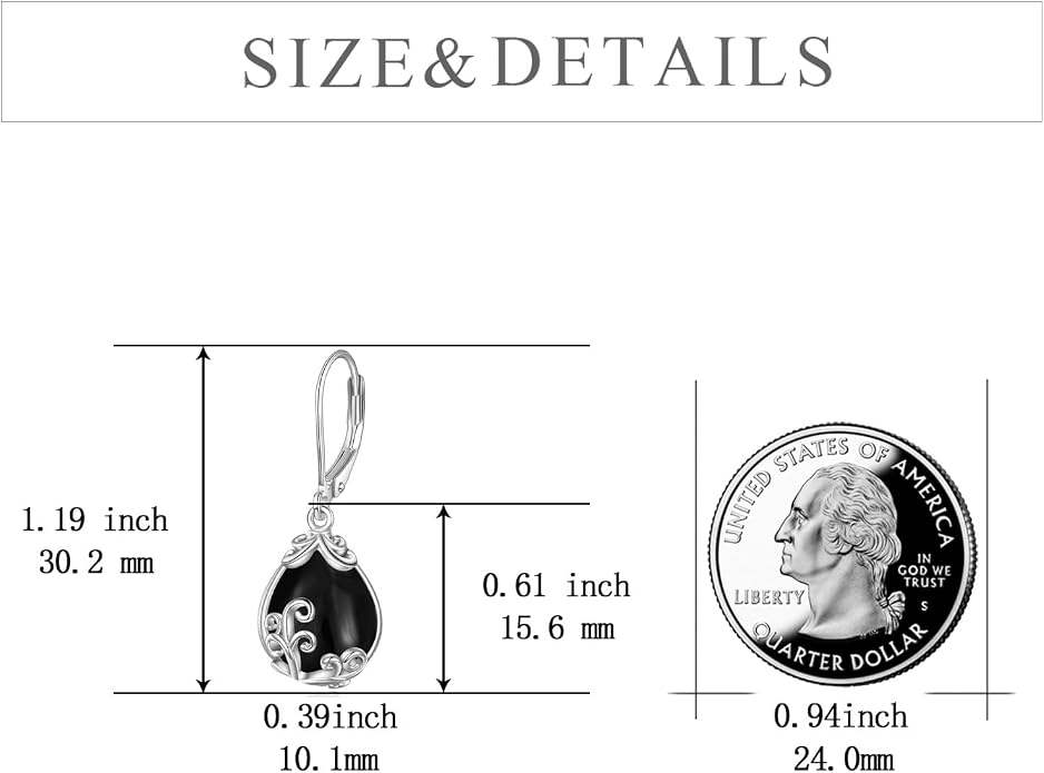POPLYKE Celtic Filigree Teardrop Drop Dangle Earrings Sterling Silver Leverback Earrings Jewelry for Women