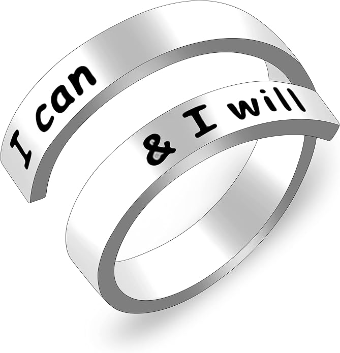 Uloveido Adjustable Inspirational Flying Dandelion Double Stainless Steel Freedom Ring Bands Cool Stacking Gift for Women, Engraving Rings Motivational Gift Y2004