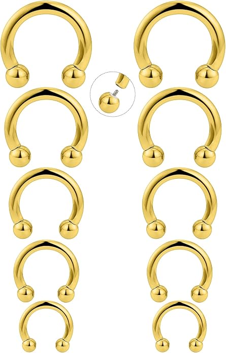 20G-00G Septum Rings Ear Gauges Earrings Stretching Kit 316L Surgical Steel Horseshoe Septum Pa Piercing Jewelry for Women 10mm 12mm 14mm 16mm