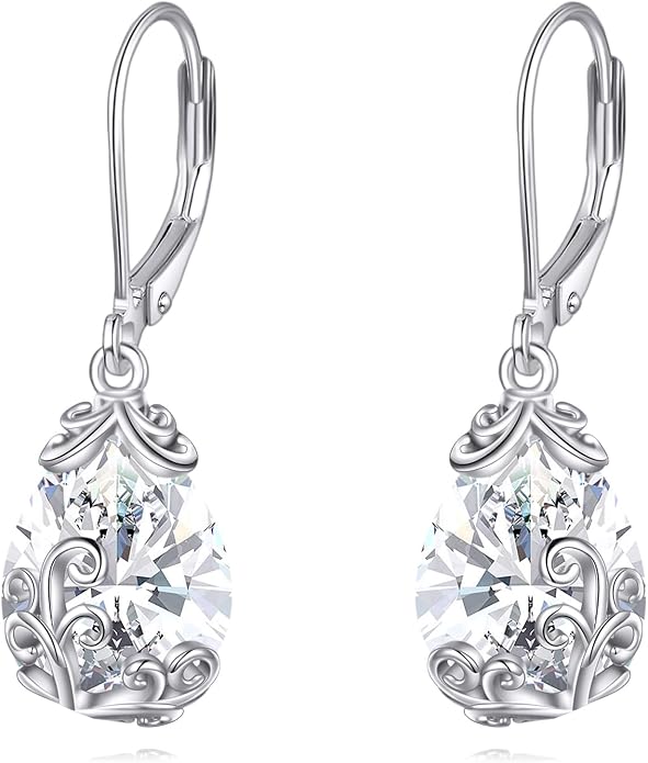 POPLYKE Celtic Filigree Teardrop Drop Dangle Earrings Sterling Silver Leverback Earrings Jewelry for Women