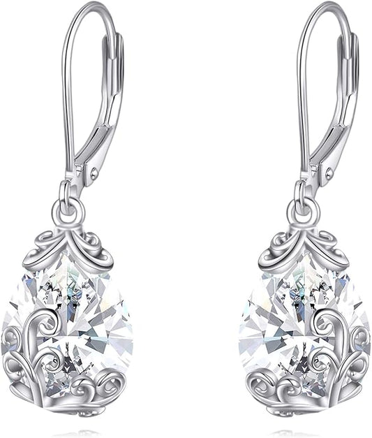 POPLYKE Celtic Filigree Teardrop Drop Dangle Earrings Sterling Silver Leverback Earrings Jewelry for Women