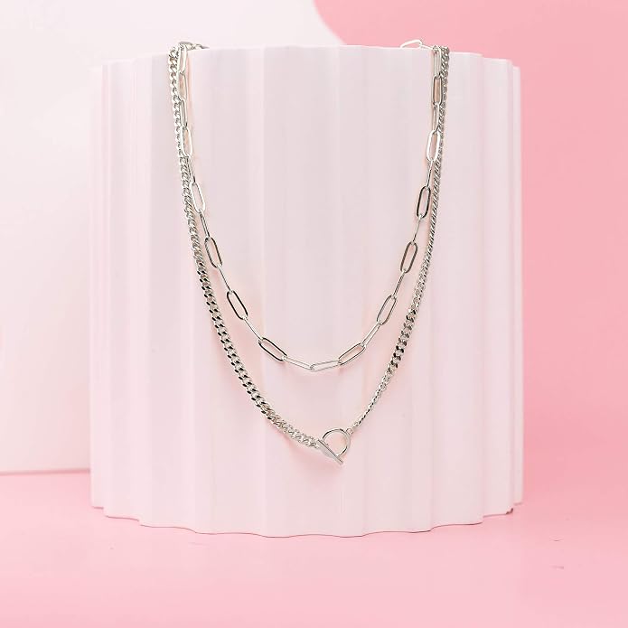 PAVOI 14K Gold Plated Dainty Layering Necklaces for Women | Snake Chain, Curb Link, Paperclip Layered Chains | Trendy Layering Necklace