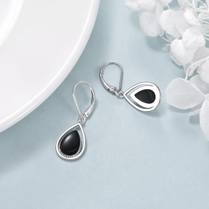 VONALA Dangle Earrings 925 Sterling Silver Opal Larimar Lapis Sapphire Turquoise Moss Agate Crystal Dangling Earrings Jewelry Gift for Women