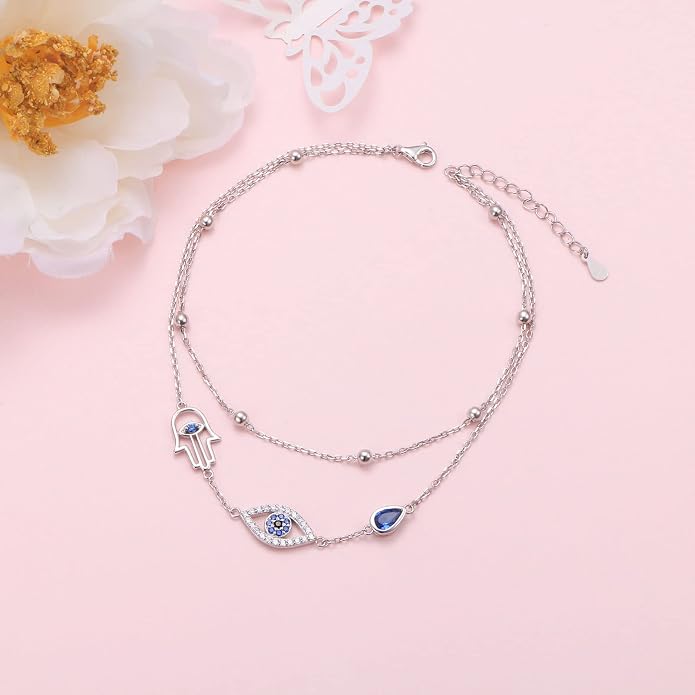 Yearace Anklet for Women S925 Sterling Silver Adjustable Foot Beaded Chain Lotus Flower Claddagh Dragonfly Witches Knot Ankle Bracelet Summer Beach Anklets Jewelry Gift