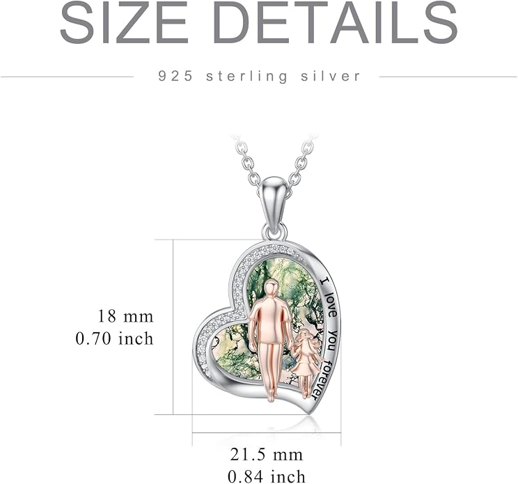 PROESS S925 Sterling Silver Daughter Heart Pendant Necklace from Dad Mom I Love You Forever Jewelry