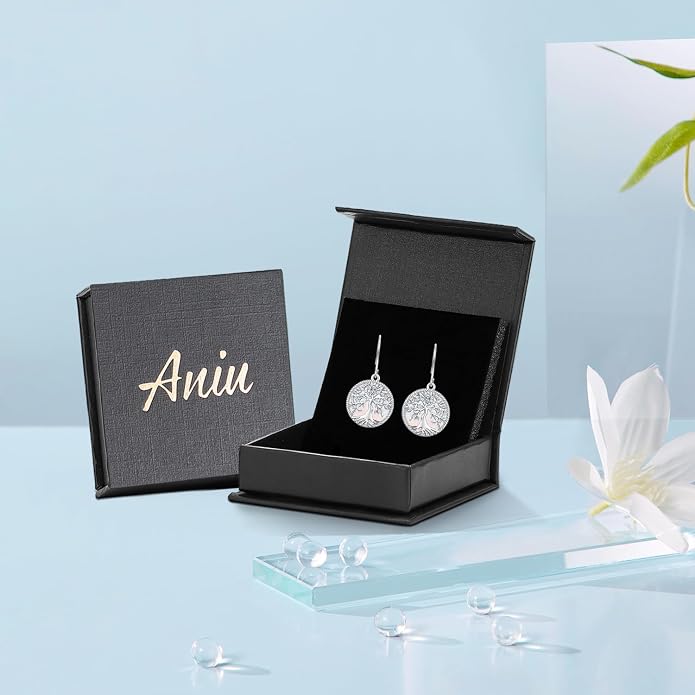Aniu Tree of Life Earrings for Women Turquoise Malachite Teardrop Dangle Earrings for Women Sterling Silver Anniversary Birthday Drop Dangle Earrings Jewelry Gifts