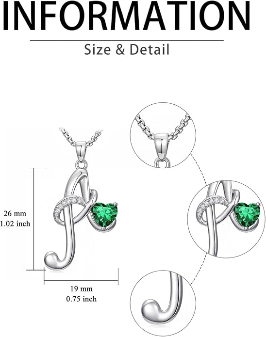Birthday Gifts for Women Alphabet A to Z Initial Birthstone Pendant Necklaces for Women - 18k White Gold Plated Personalized Name Jewelry Anniversary Graduation Gifts for Wife Her Daughter Girlfriend(with Gift Box)
