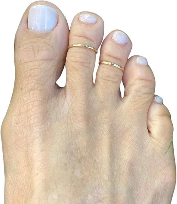 Ellie J Maui Toe Ring for Women– 14k Adjustable – Silver, Gold, or Rose Gold – Simple and Comfortable | 1.3 Hammered band Gold Filled ring, Rose Gold, Sterling Silver
