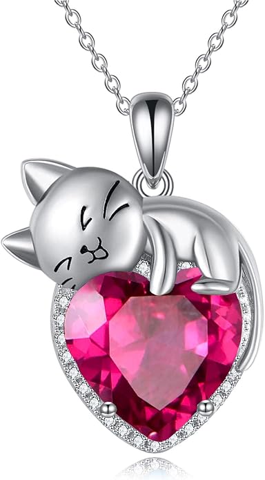 Cat Necklace Sterling Silver Cat Zircon Pendant Gothic Jewelry for Women Animal Lovers Gifts