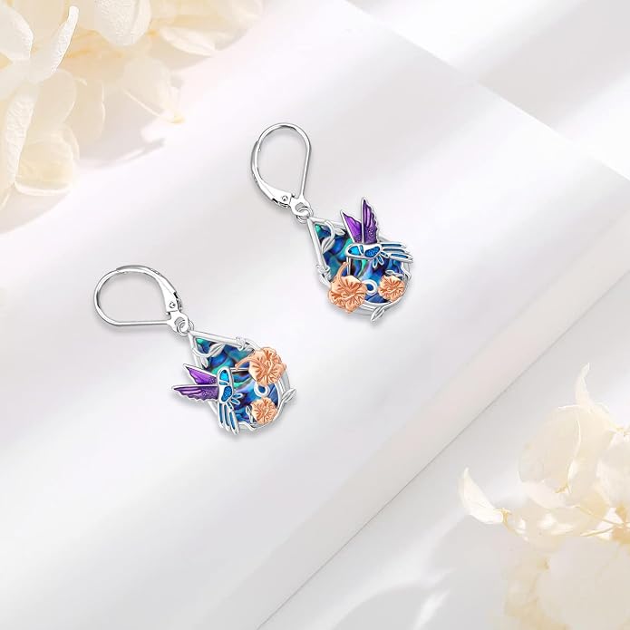 Black Cat/Turtle/Moonstone//Turquoise/Flower/Tree of Life Earrings Sterling Silver Cute Animal Leverback Dangle Earrings Jewelry Gifts