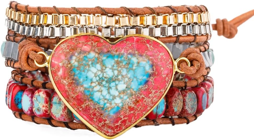 YGLINE Natural Stone Bracelet 3 Wraps Bracelet Handmade Boho Bracelet for Women Bracelet