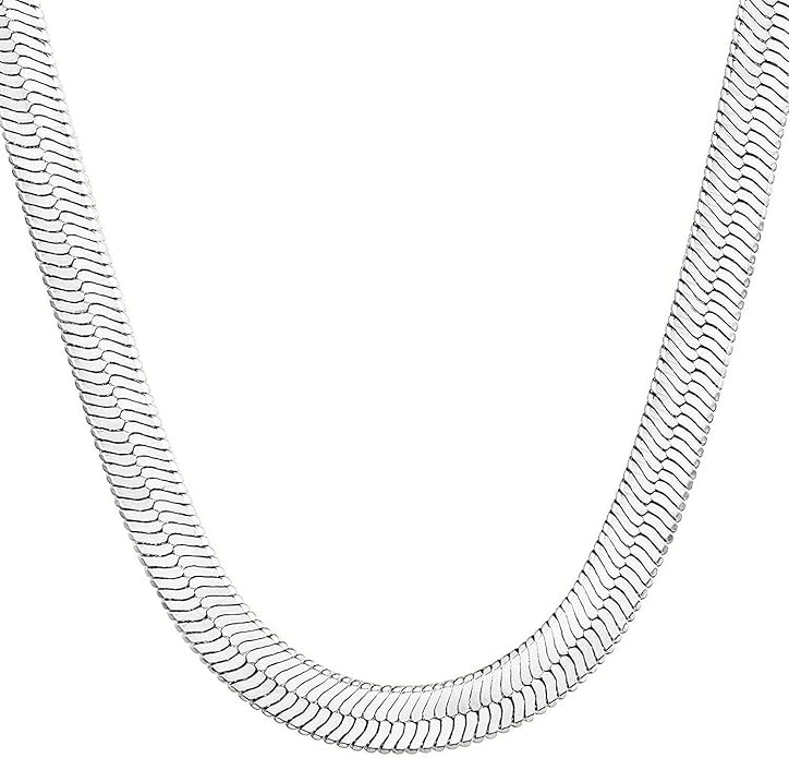 DEARMAY 14K Gold Plated Herringbone Necklaces for Women, Dainty Gold Snake Choker Chain Non Tarnish Trendy Simple Thin & Chunky Options Neckalce 1.5/3/5/6/8mm Chain Jewelry for Gifts