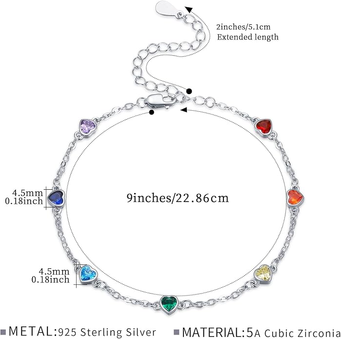 MEDWISE Sterling Silver Chakra Anklet 7 Chakra Beach Anklet Bracelet Link Chain Ankle Bracelet Gift for Women