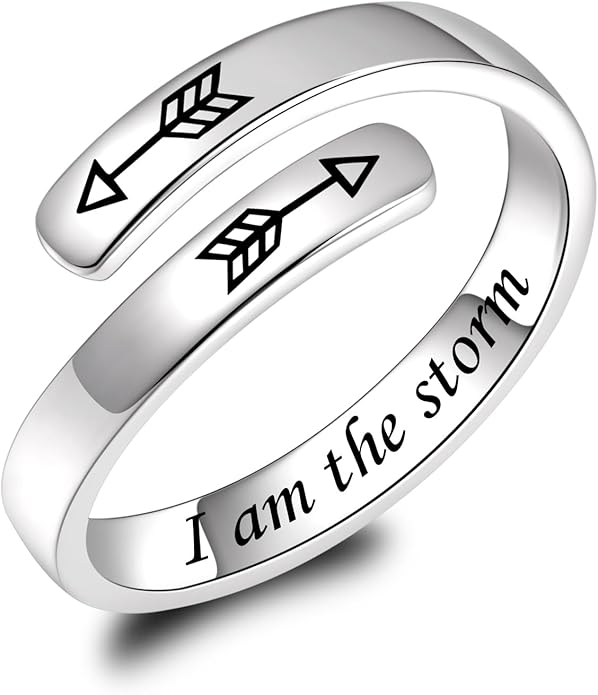 BEILIN 925 Sterling Silver Inspirational Jewelry Rings Adjustable Ring Personality Encouragement Gift for Teens Women