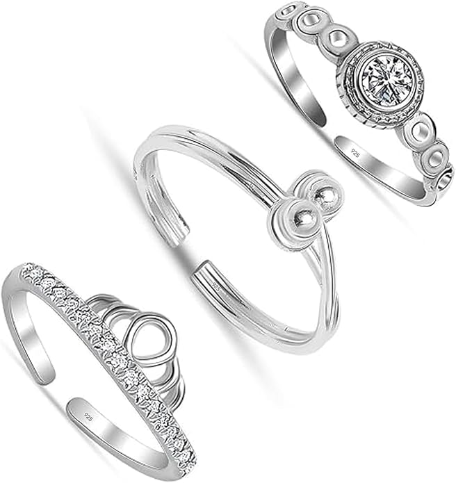 Charmsy 925 Sterling Silver Toe Rings for Women | Minimalist Open Adjustable Toe-Rings Band | Women's Cuff Toe Ring Summer Beach Foot Jewelry