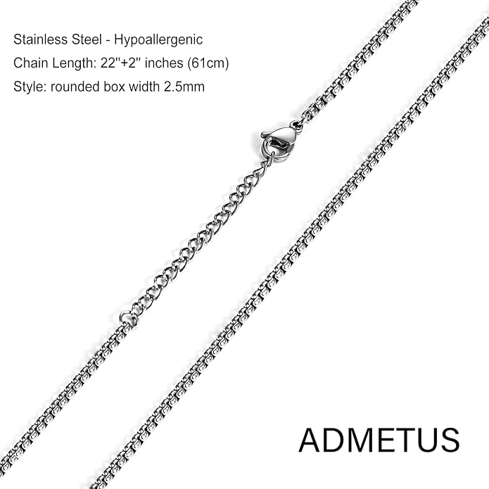ADMETUS 925 Sterling Silver Thor Hammer Necklace Viking Mjolnir Pendant Jewelry Gifts for Men with 2.5mm 22"+2" Rolo Chain