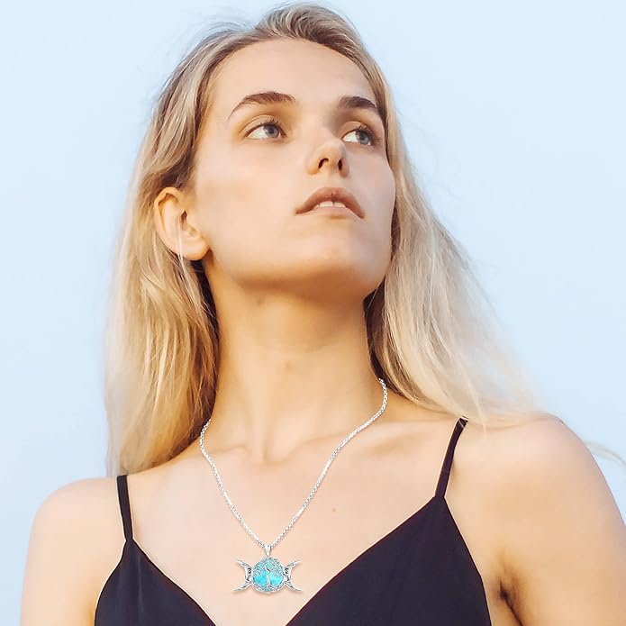 Turquoise Jewelry for Women Men 925 Sterling Silver Pendant Urn Necklaces for Ashes Picture Locket Necklace Thor Hammer Yggdrasil Virgen De Guadalupe St Michael Christopher Judas Witches Knot Necklace