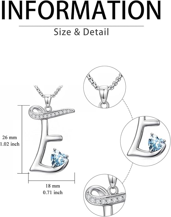 Birthday Gifts for Women Alphabet A to Z Initial Birthstone Pendant Necklaces for Women - 18k White Gold Plated Personalized Name Jewelry Anniversary Graduation Gifts for Wife Her Daughter Girlfriend(with Gift Box)