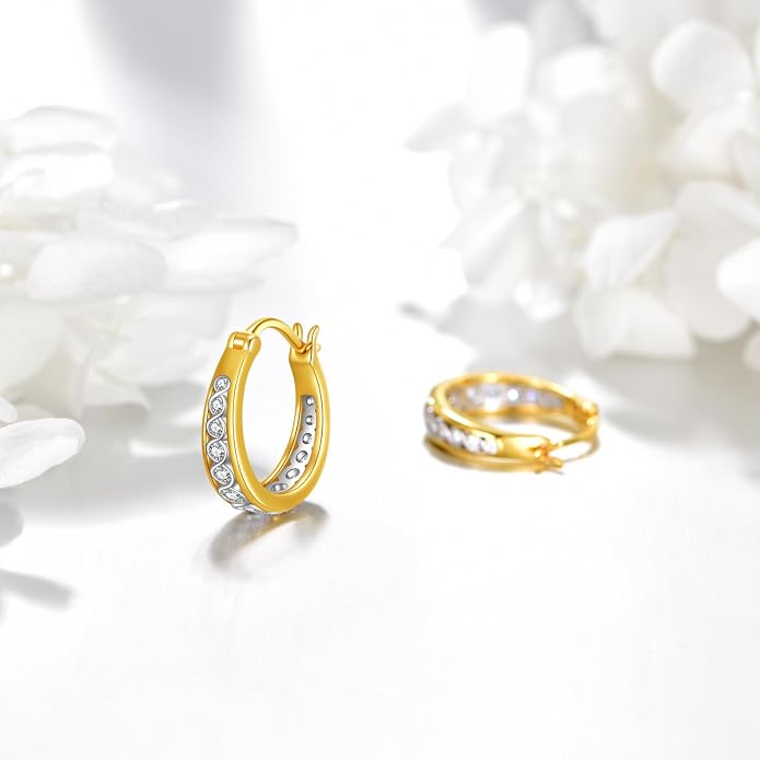 Sterling Silver Hoop Earrings Small Hoop Sun/Leaf/Triangle Huggie Earrings for Women Hypoallergenic