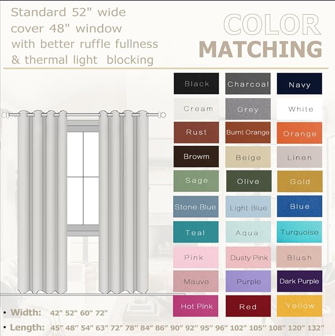 KOUFALL Purple Curtains 96 Inches Long for Living Room 2 Panels Grommet Darking Room Darkening Blackout Curtains for Bedroom,Royal Purple,52x96 in Length