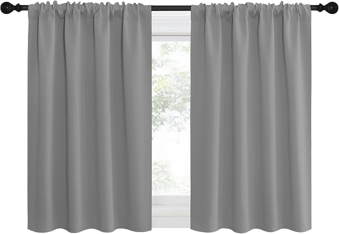 NICETOWN RV Blackout Curtains for Camper Windows, Short Room Darkening Curtains for Kitchen, Home Decoration Thermal Insulated Blackout Drapes for Small Windows (Silver Grey, 2 Panels, W29 x L30)