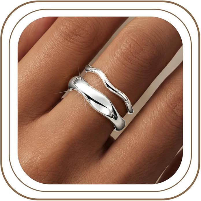 Gold Rings for Women Men Non Tarnish, Waterproof Chunky 14K Gold Plated Dainty Stackable Rings Trendy Statement Pinky Thumb Rings Engagement Eternity Wedding Band Ring Stacking Gold Jewelry Size 3 4 5 6 7 8 9 10 11