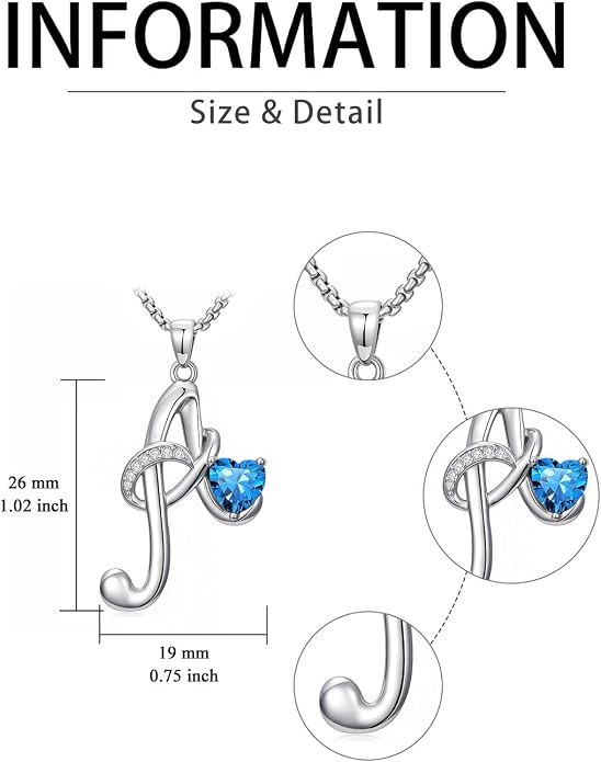 Birthday Gifts for Women Alphabet A to Z Initial Birthstone Pendant Necklaces for Women - 18k White Gold Plated Personalized Name Jewelry Anniversary Graduation Gifts for Wife Her Daughter Girlfriend(with Gift Box)