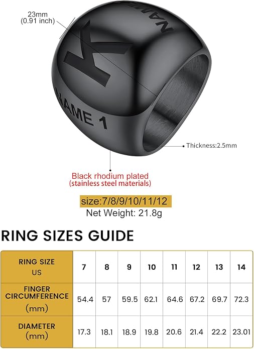 GOLDCHIC JEWELRY Chunky Dome Ring for Women, Stainless Steel Bold Stacking Croissant Statement Ring For Men (Size 7-12, Custom)