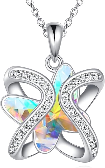 Crystal Necklace 925 Sterling Silver Crystal Pendant Necklace for Women Gift for Women