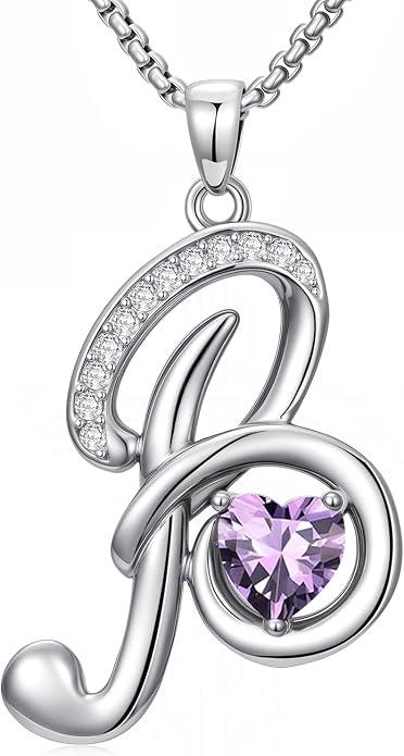 Birthday Gifts for Women Alphabet A to Z Initial Birthstone Pendant Necklaces for Women - 18k White Gold Plated Personalized Name Jewelry Anniversary Graduation Gifts for Wife Her Daughter Girlfriend(with Gift Box)