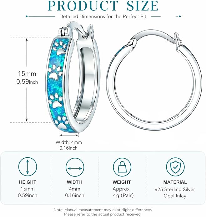 Opal/Turquoise Huggie Earrings 925 Sterling Silver Opal/Turquoise Small Animal Huggie Hoop Earrings Animal Huggies Earring Jewelry Gifts for Women Mom Her