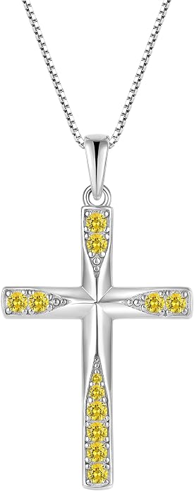 Cross Necklace for Women Birthstone Necklace for Women 925 Sterling Silver