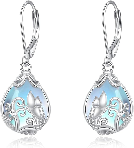 POPLYKE Celtic Filigree Teardrop Drop Dangle Earrings Sterling Silver Leverback Earrings Jewelry for Women