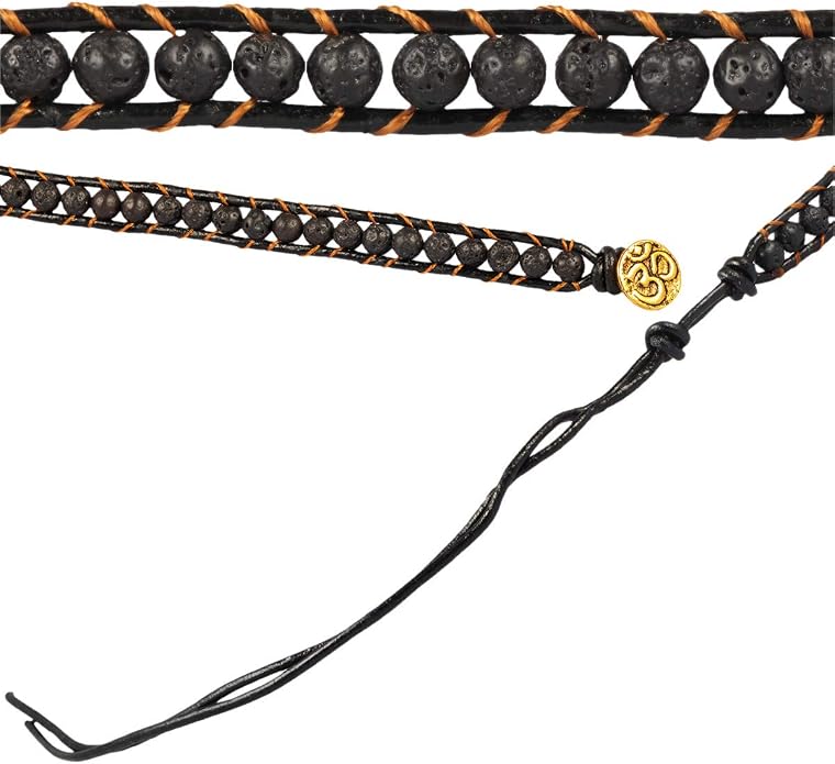 Nupuyai Handmade Leather Beaded Stone Wraps Bracelet Collection for Unisex