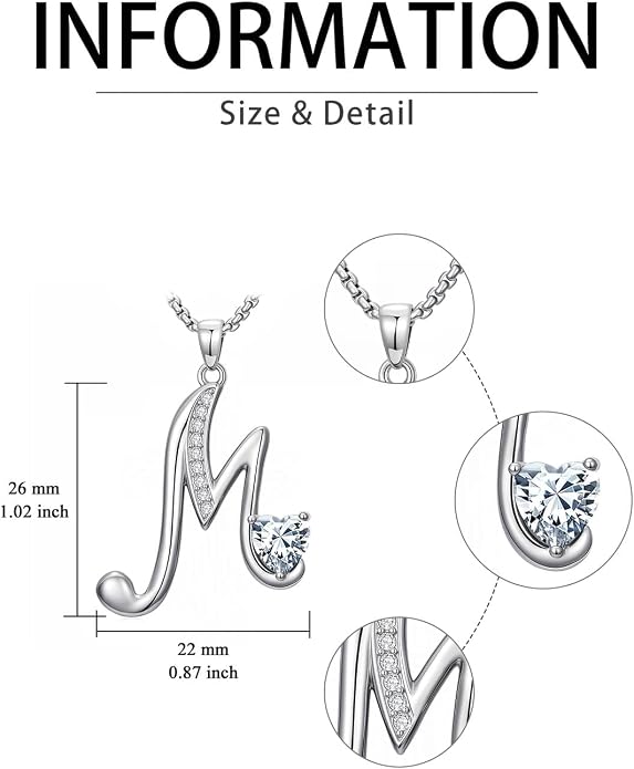 Birthday Gifts for Women Alphabet A to Z Initial Birthstone Pendant Necklaces for Women - 18k White Gold Plated Personalized Name Jewelry Anniversary Graduation Gifts for Wife Her Daughter Girlfriend(with Gift Box)