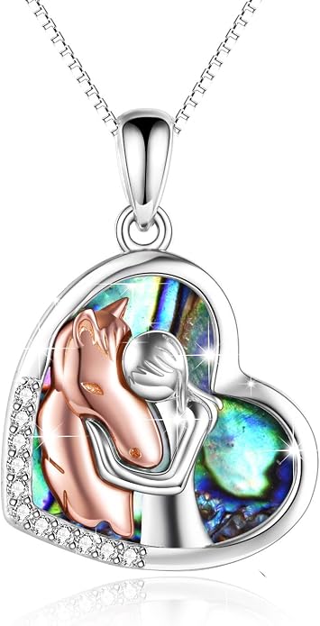YFN Horse Pendant Necklace Jewelry 925 Sterling Silver Women Embrace Horse Gift For Women