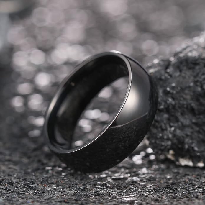 THREE KEYS JEWELRY 2mm 4mm 6mm 8mm Titanium Wedding Band for Men Women, Classic Domed & Step Edge High Polished Comfort Fit Anniversary Ring, Size 4-15