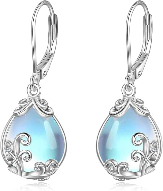 POPLYKE Celtic Filigree Teardrop Drop Dangle Earrings Sterling Silver Leverback Earrings Jewelry for Women