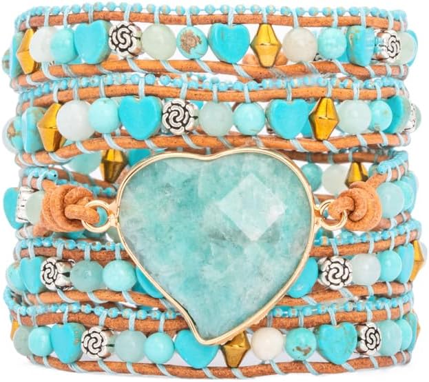 YGLINE Natural Stone Bracelet 3 Wraps Bracelet Handmade Boho Bracelet for Women Bracelet