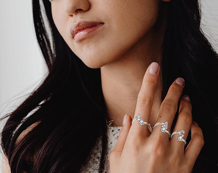 STARCHENIE Adjustable Initial Ring for Women 925 Sterling Silver Letters A-Z 26 Alphabet Rings Size 7