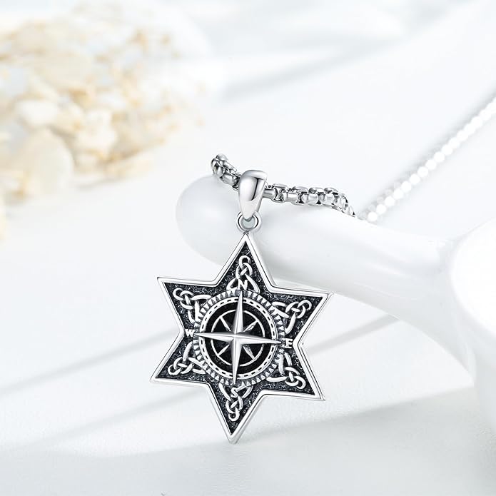 Viking Necklace 925 Sterling Silver Celtic Nordic Runes Amulet Necklace Viking Jewelry for Men Women