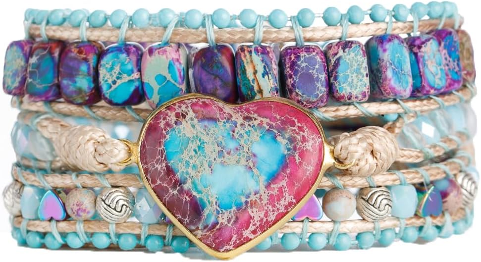 YGLINE Natural Stone Bracelet 3 Wraps Bracelet Handmade Boho Bracelet for Women Bracelet