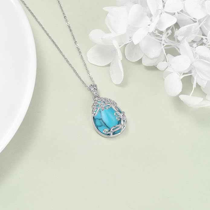YAFEINI 925 Sterling Silver Moonstone Necklace Filigree Teardrop Pendant Necklace Jewelry for Women Girls