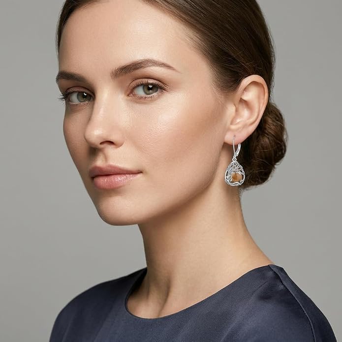 Teardrop Tree of Life/Filigree Earrings for Women Dangle Leverback Earrings Jewelry Gift Anniversary For Her